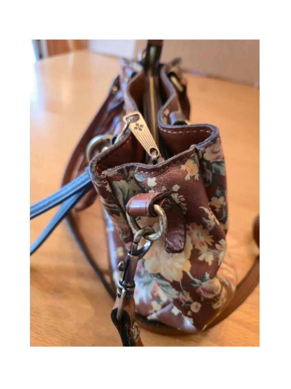 Patricia Nash Norcia Leather Crossbody Coin Zip Pouch VINTAGE BOTANICAL